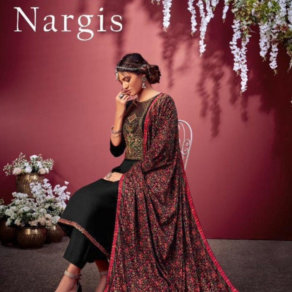 SUDHA NARGIS WHOLESALE JAM SATIN WORK DRESS MATERI